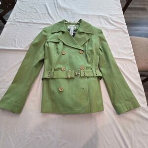 Jones Wear Studio Women's Green Short Trench Coat, Size XL (260)